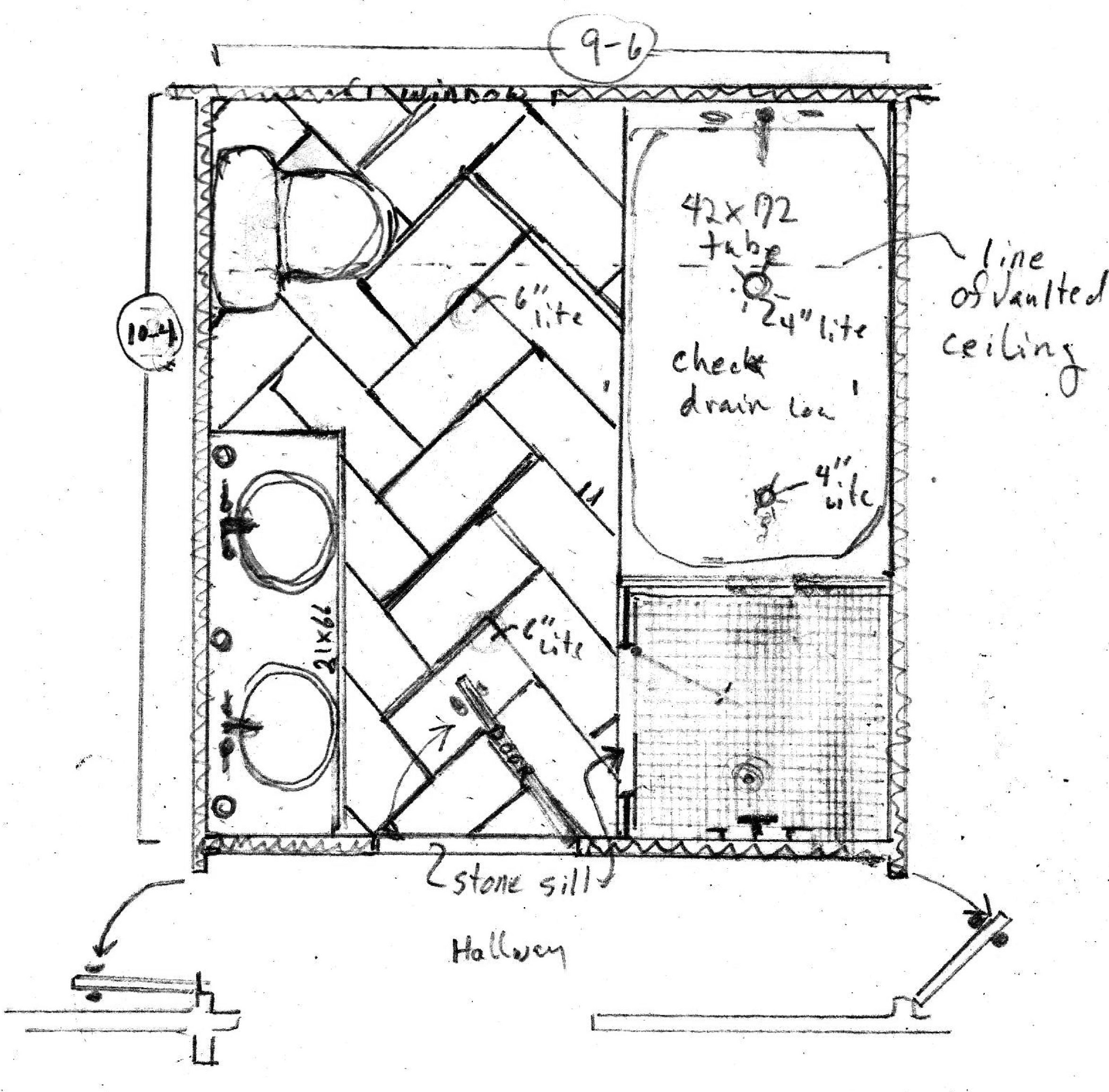 Our modern farmhouse bathroom blue print